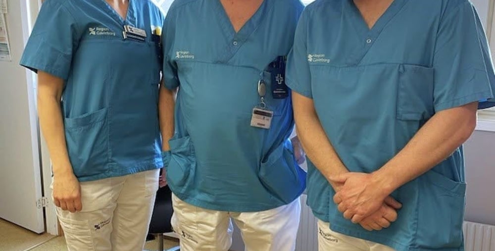 porträtt på Hälso- och sjukvårdsdirektör Martin Andersson, Jeanette Wegersjö, distriktssköterska och Niclas Löfgren, sjuksköterska. 